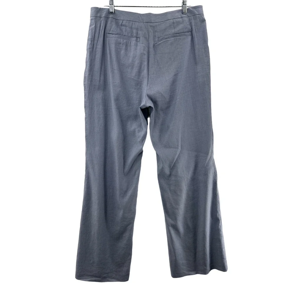 Banana Republic Wide Leg Pants Womens 14 Blue Excellent Linen Blend Stretch